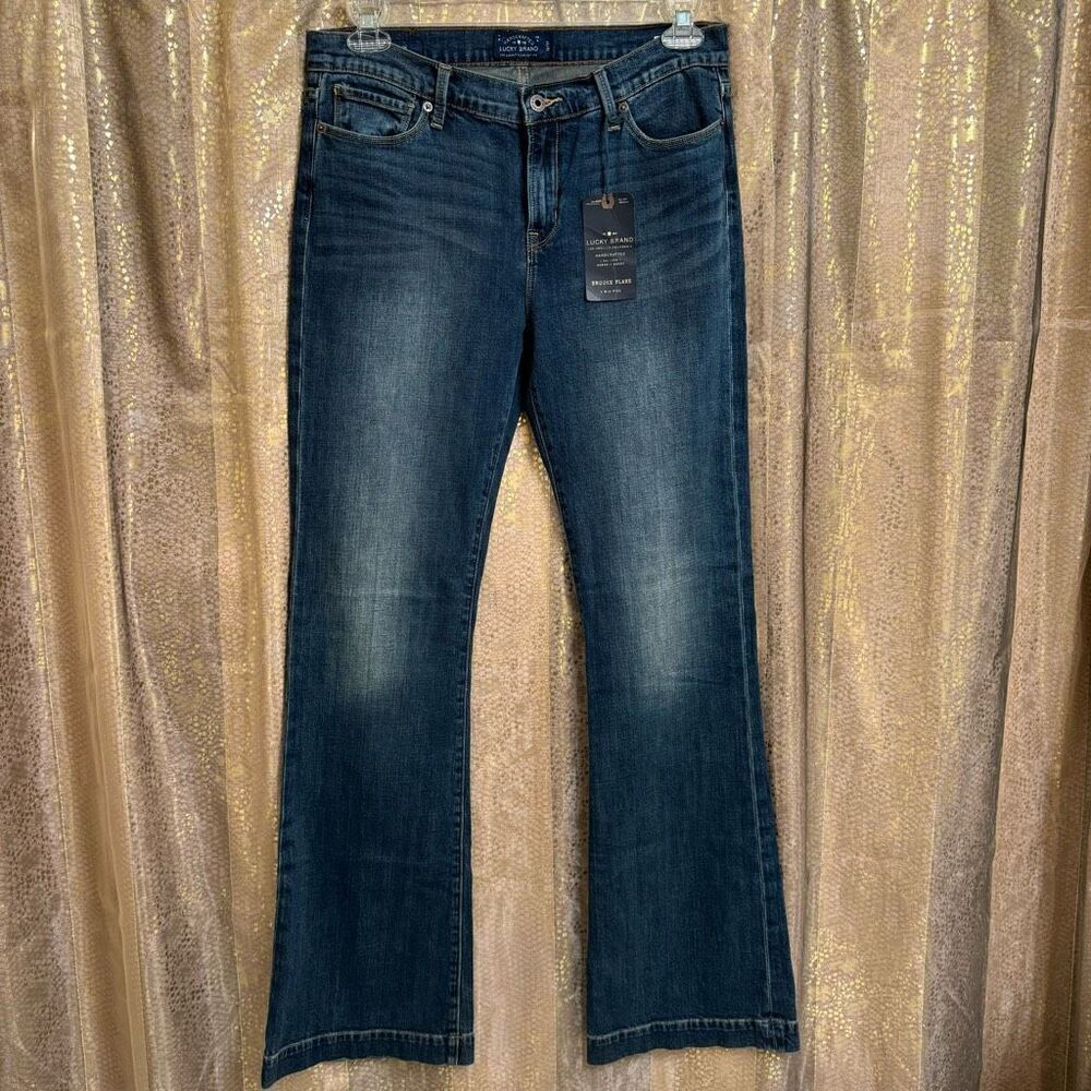 Lucky Brand Brooke Flair Mid Rise Dark Wash Faded Jeans 12/31 NWT